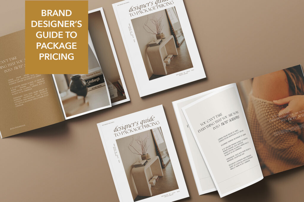 Booklet layout design for guide to brand identity pricing for designers