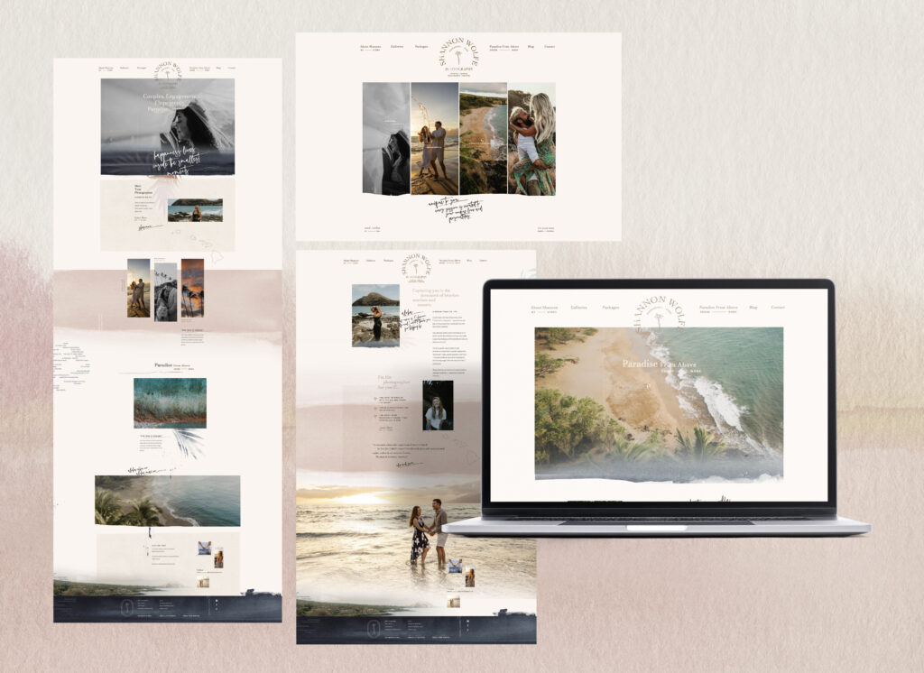 Beautiful branding and web design for with palm leaves and ocean views